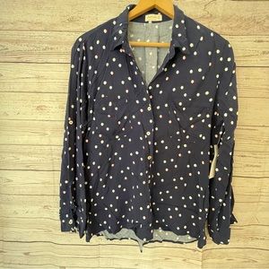Just Living Polka Dot Blouse Button Front Woman’s Sz XL NWT